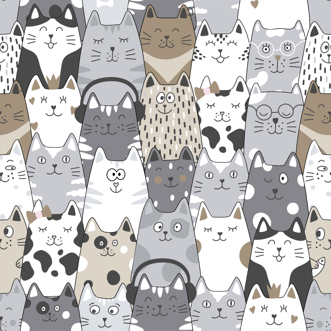 Vinyl teppich schlafzimmer mit cartoon katzen - TenStickers
