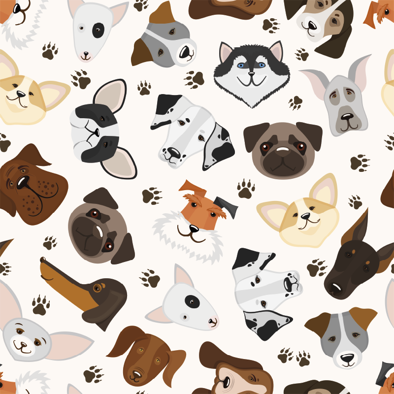 Vinyl teppich schlafzimmer süßes welpen und hundemuster - TenStickers