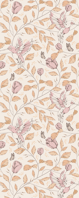 Vinyl teppich schlafzimmer mit tulpenmuster beige - TenStickers