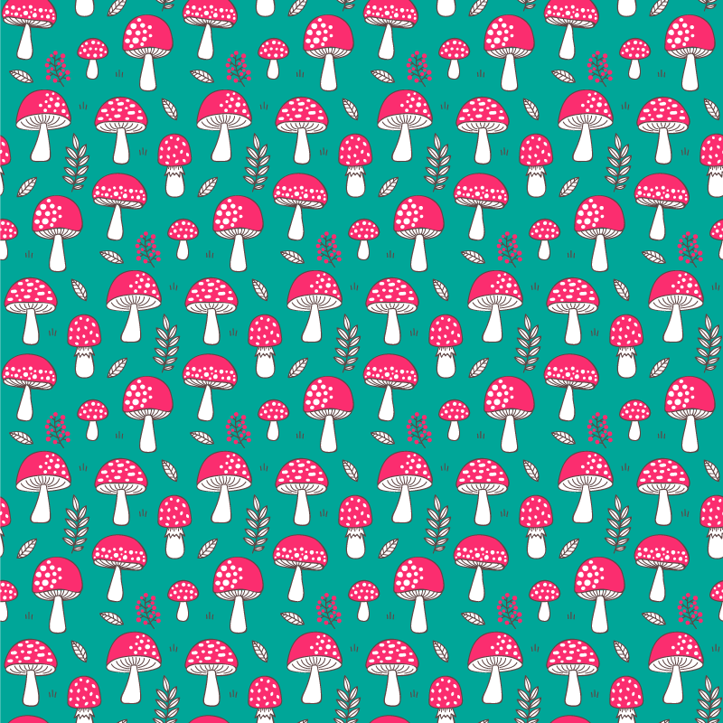 Vinyl teppich natur mit klassischen pilzen auf türkis - TenStickers
