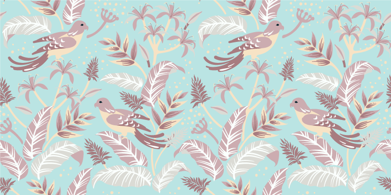 Vinyl teppich natur mit blauem und pinkem blumenmuster - TenStickers