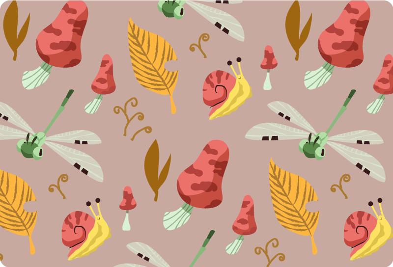 Vinyl teppich natur herbstflora und fauna muster - TenStickers