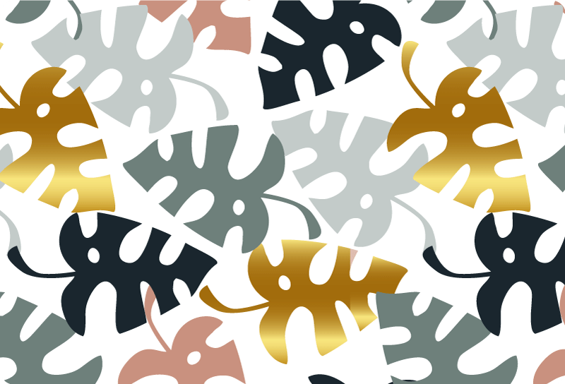 Vinyl teppich natur mit goldenen bunten blättern - TenStickers