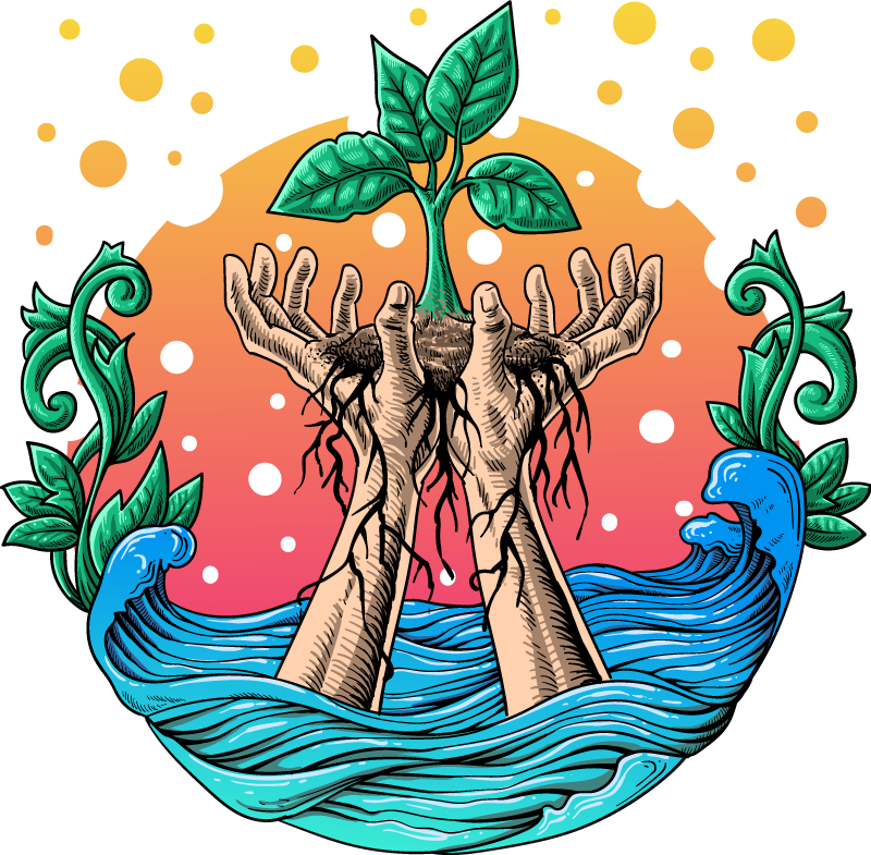 Vinyl teppich natur hände wachsen mit der natur - TenStickers