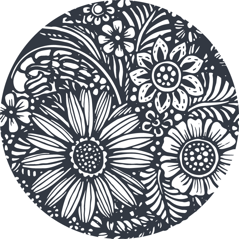 Vinyl teppich natur mit floralem muster kreis - TenStickers
