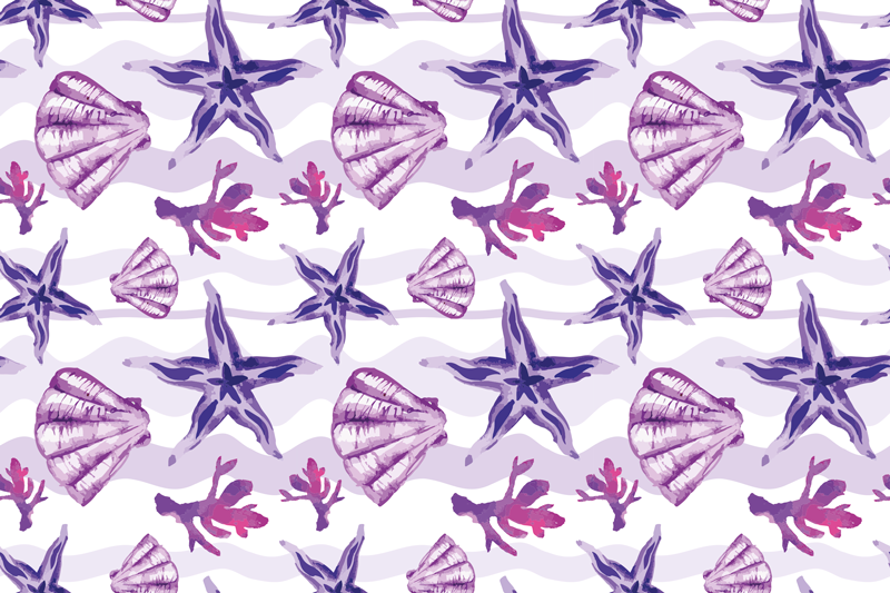 Vinyl teppich natur mit korallenmuschel-muster - TenStickers