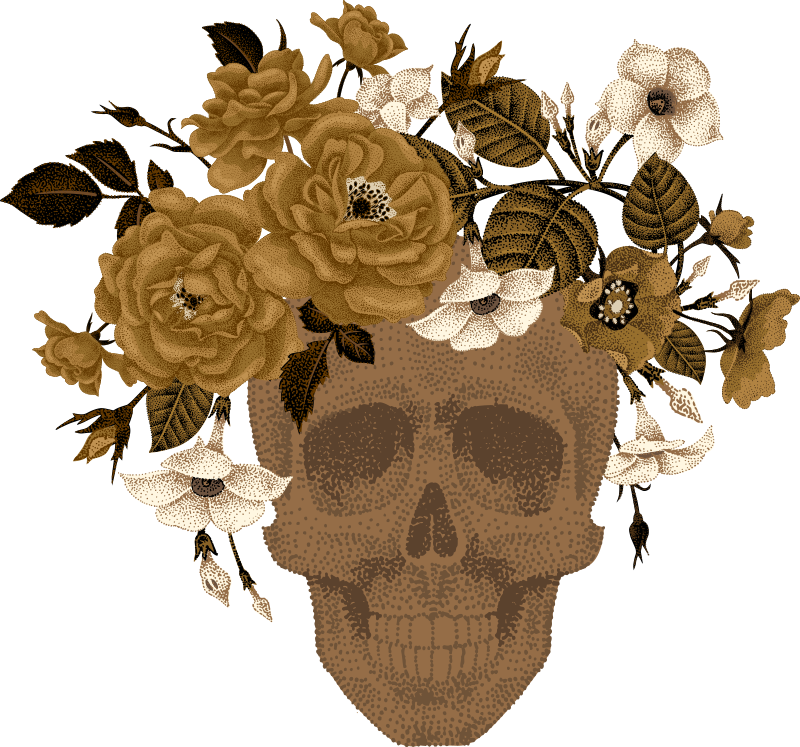 Vinyl teppich natur mit totenkopf blumenarrangement - TenStickers