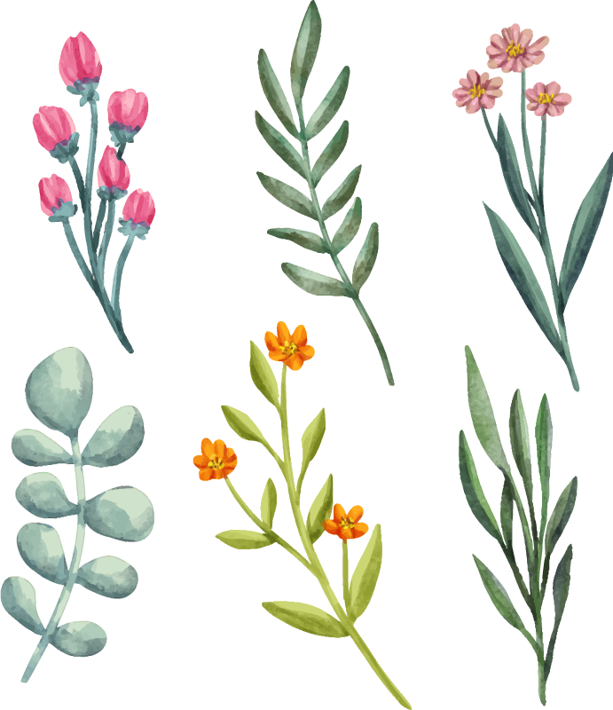 Vinyl teppich blumen pflanzenzweige - TenStickers