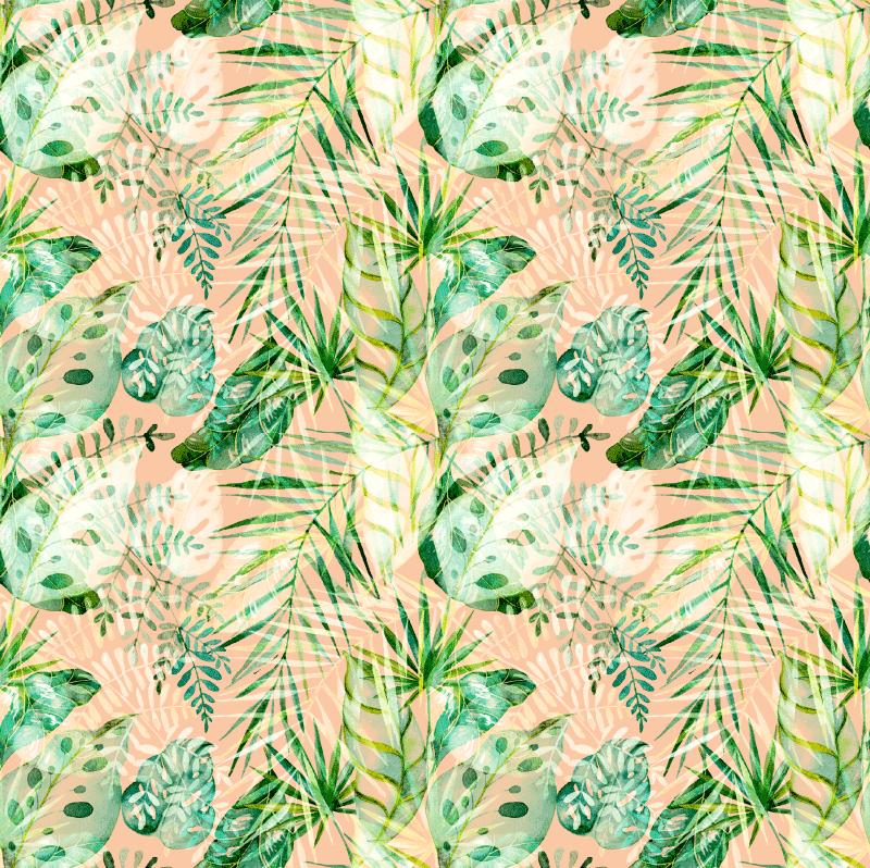Vinyl teppich blumen im pinken blätterdesign - TenStickers