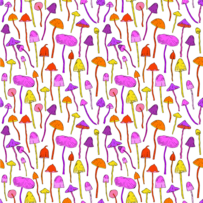 Vinyl teppich blumen mit psychedelischem pilzmuster - TenStickers