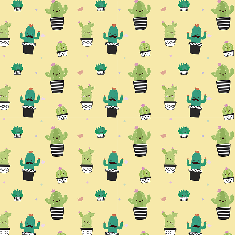Vinyl teppich blumen mit kaktus muster - TenStickers