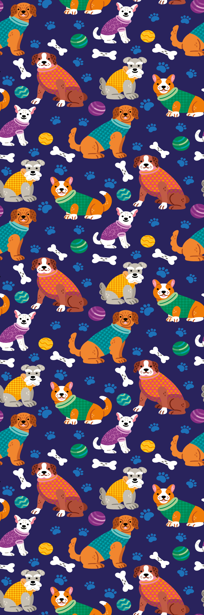 Vinyl teppich schlafzimmer mit buntem hundemuster - TenStickers