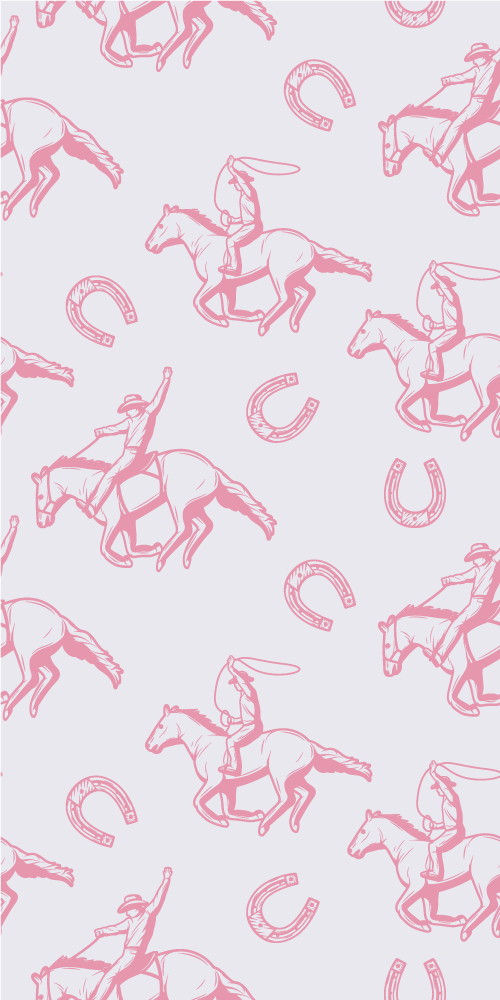 Vinyl teppich schlafzimmer mit pinkem cowboy-pferd-muster - TenStickers
