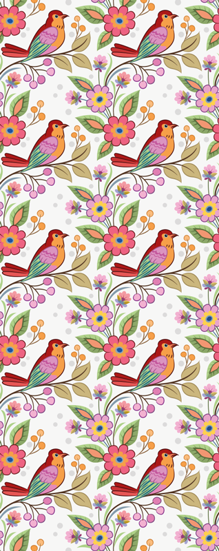 Vinyl teppich schlafzimmer mit rotem und orange vogel - TenStickers