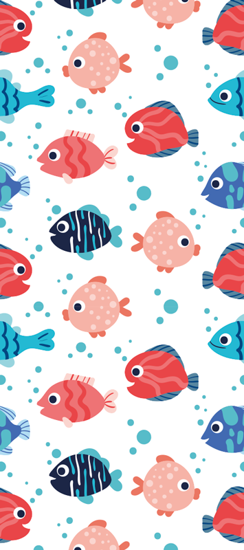 Vinyl teppich schlafzimmer mit pinken und blauen fischen - TenStickers