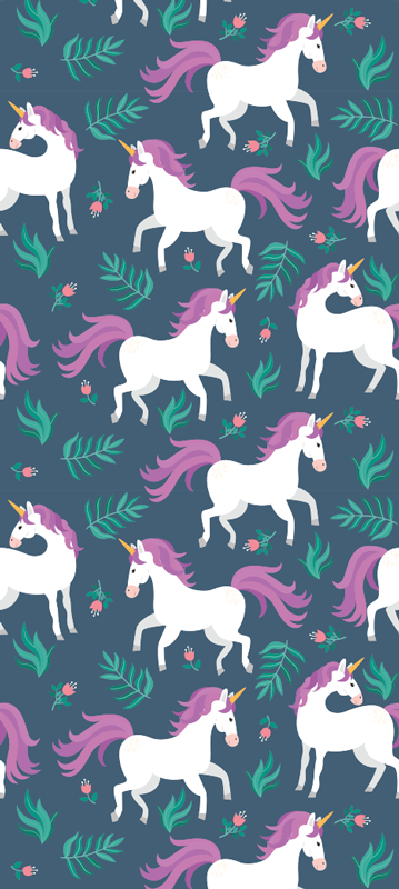 Vinyl teppich schlafzimmer flaches einhorn blau muster - TenStickers