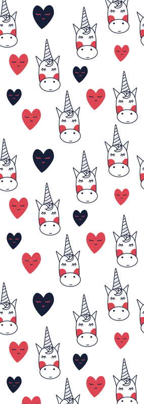 Vinyl teppich schlafzimmer einhornmuster mit herzen - TenStickers