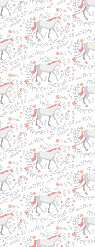 Vinyl teppich schlafzimmer einhornmuster mit blättern - TenStickers