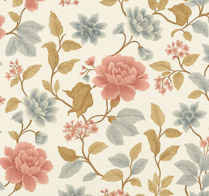 Vinyl teppich schlafzimmer im romantischen blumenmuster - TenStickers