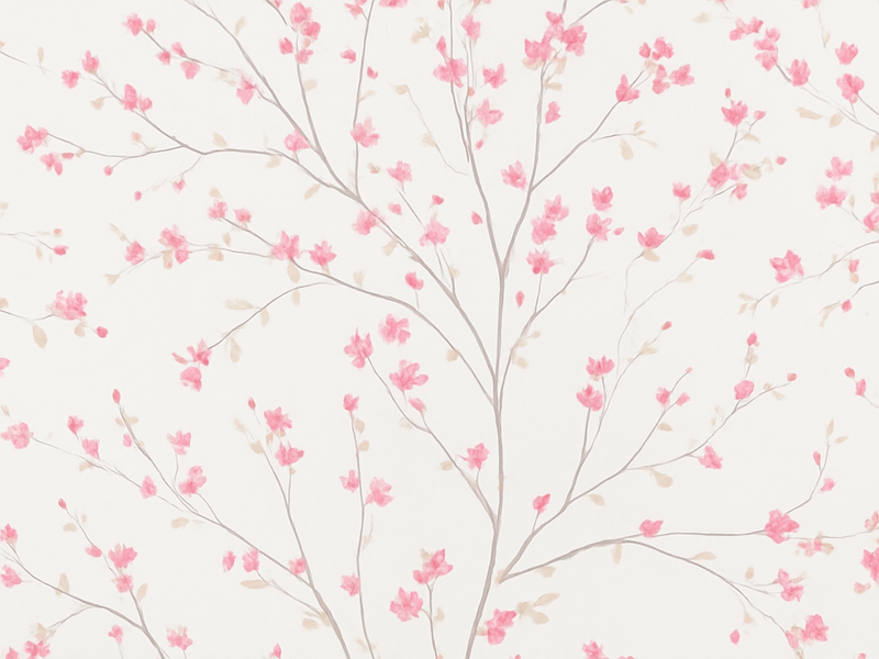 Vinyl teppich schlafzimmer baum mit kleinen rosa blumen - TenStickers