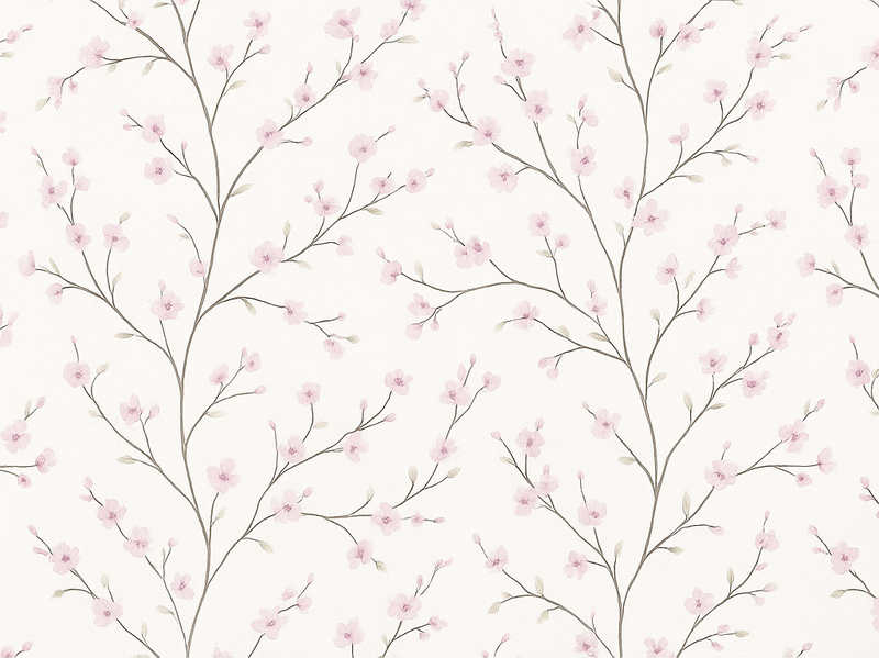 Vinyl teppich schlafzimmer grauer baum mit pinken blumen - TenStickers