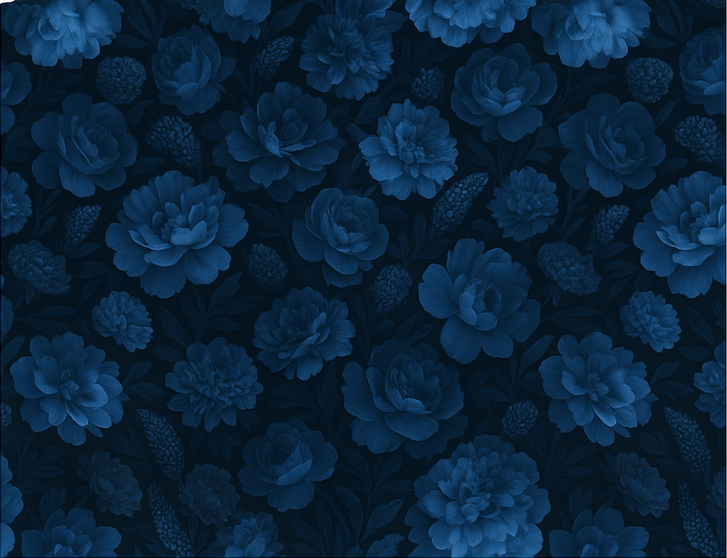 Vinyl teppich schlafzimmer mit dunklem blauen blumenmuster - TenStickers