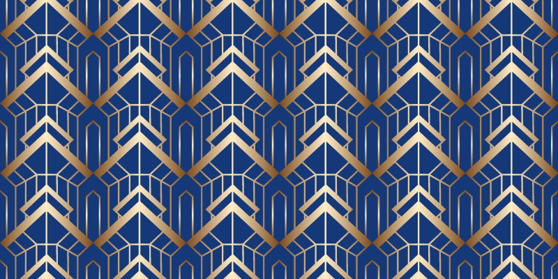 Vinyl teppich geometrisch moderne kunst blau gold deco - TenStickers