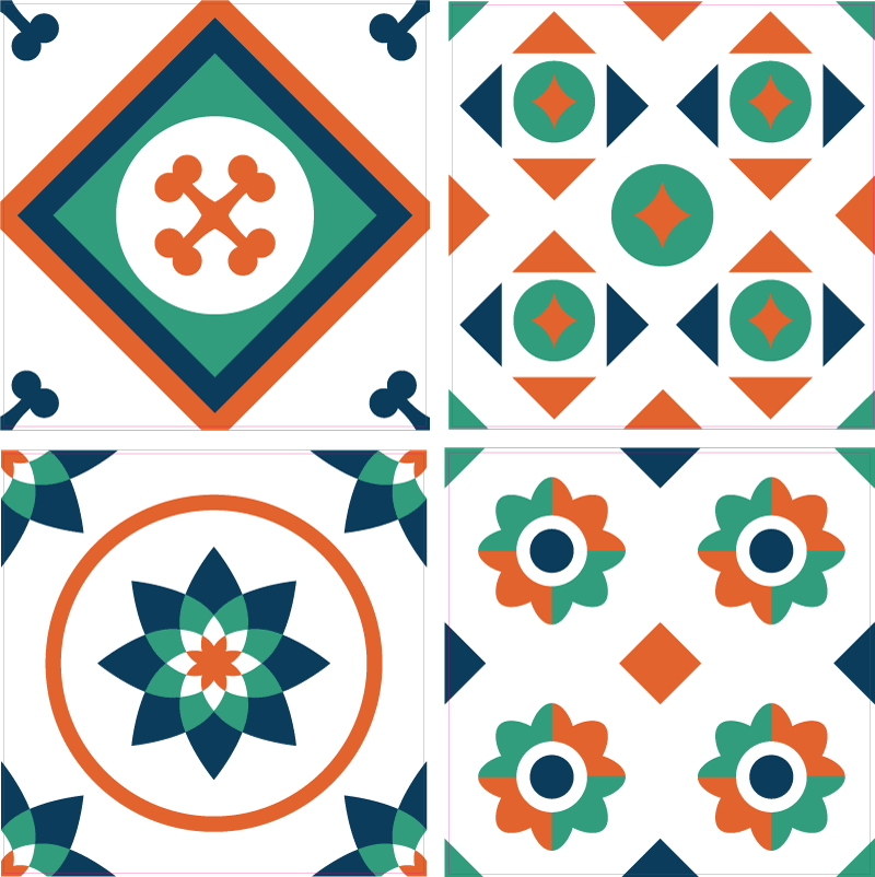 Vinyl teppich geometrisch mit geometrischen fliesen - TenStickers