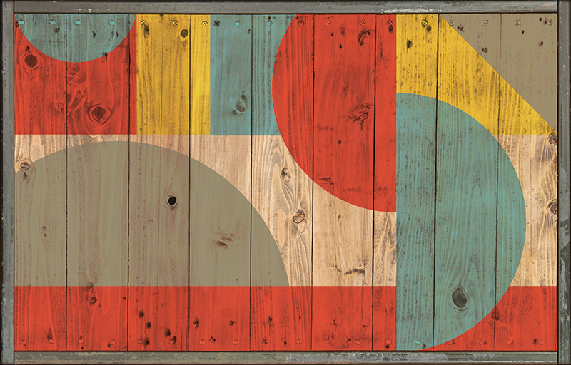 Vinyl teppich geometrisch mit holzgeometrie - TenStickers