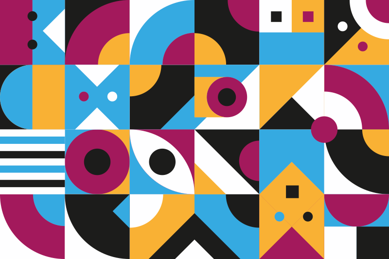 Vinyl teppich geometrisch mit lebhaften abstrakten elementen - TenStickers