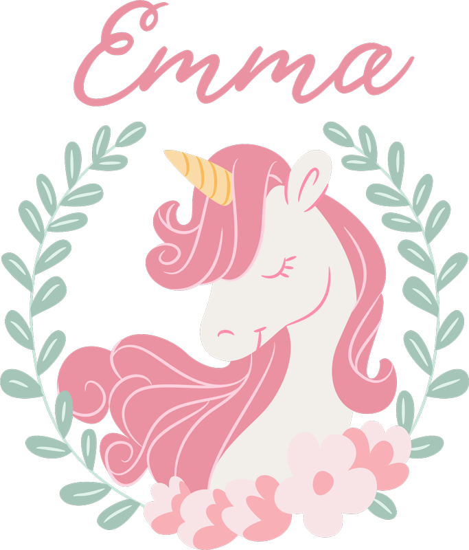 Vinyl teppich kinderzimmer einhorn prinzessin mit namen - TenStickers