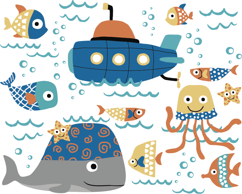 Vinyl teppich kinderzimmer mit maritimen motiven - TenStickers