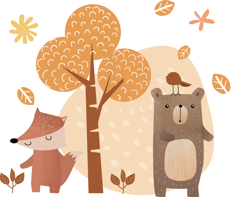 Vinyl teppich kinderzimmer tiere und baum - TenStickers