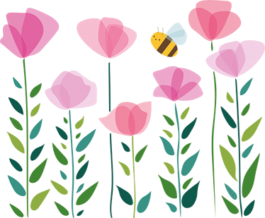 Vinyl teppich kinderzimmer mit pinken blumen und biene - TenStickers