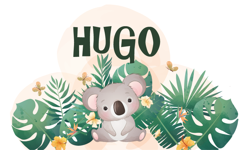 Vinyl teppich kinderzimmer süßer koala für jungen mit namen - TenStickers