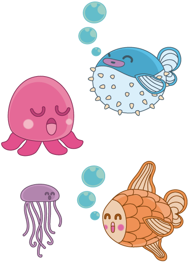 Vinyl teppich kinderzimmer mit fischillustrationen - TenStickers