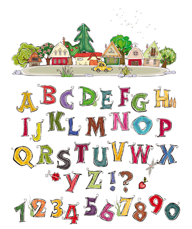 Vinyl teppich kinderzimmer mit buntem alphabet und zahlen - TenStickers