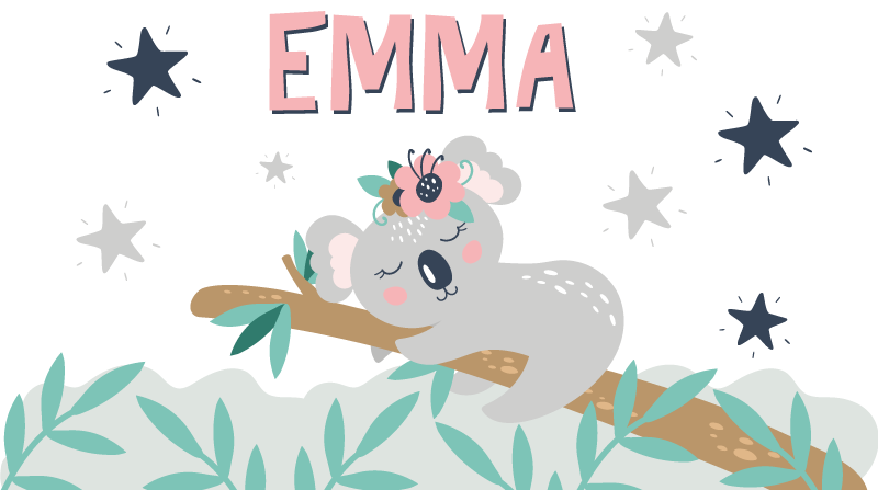 Vinyl teppich kinderzimmer süßer koala mit name - TenStickers