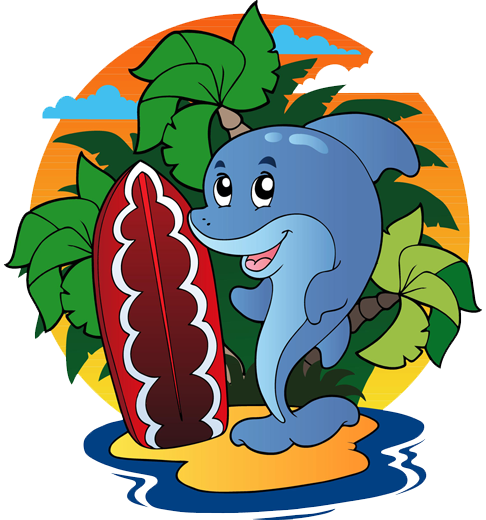 Vinyl teppich kinderzimmer surfender delfin - TenStickers