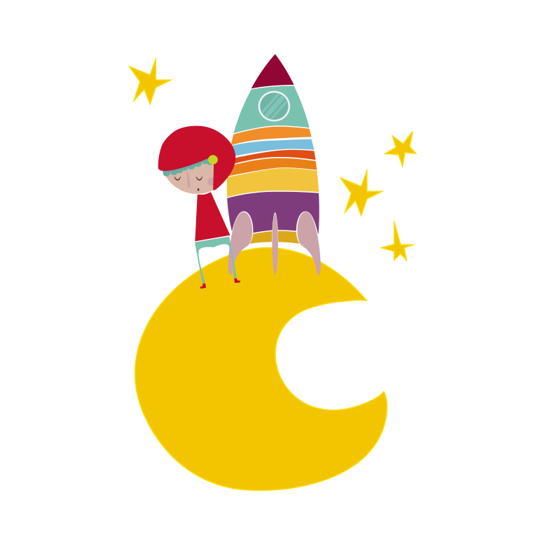 Vinyl teppich kinderzimmer rakete auf dem mond - TenStickers