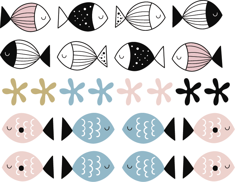 Vinyl teppich kinderzimmer mit texturen von fischen - TenStickers