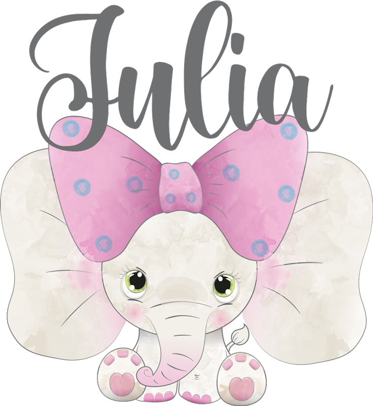 Vinyl teppich kinderzimmer elefant mit baby und namen - TenStickers