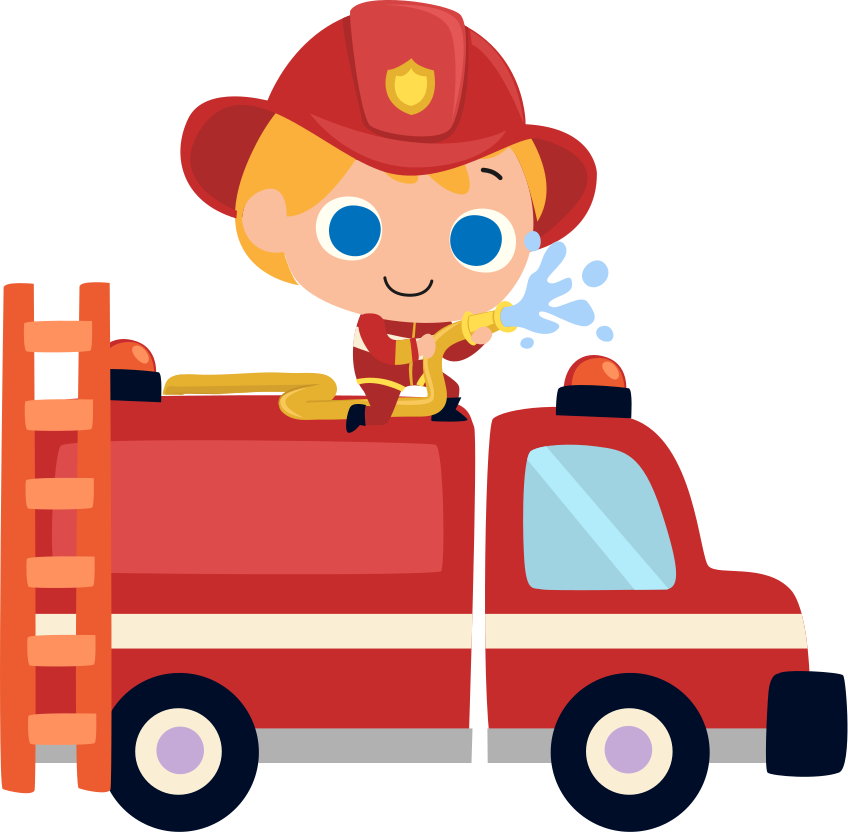 Vinyl teppich kinderzimmer feuerwehrmann mit rotem auto - TenStickers