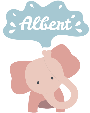 Vinyl teppich kinderzimmer mit namen baby elefant - TenStickers