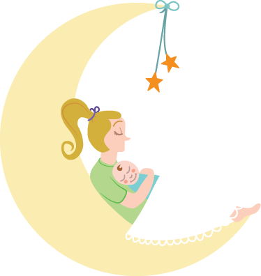 Vinyl teppich kinderzimmer mama und baby auf dem mond - TenStickers
