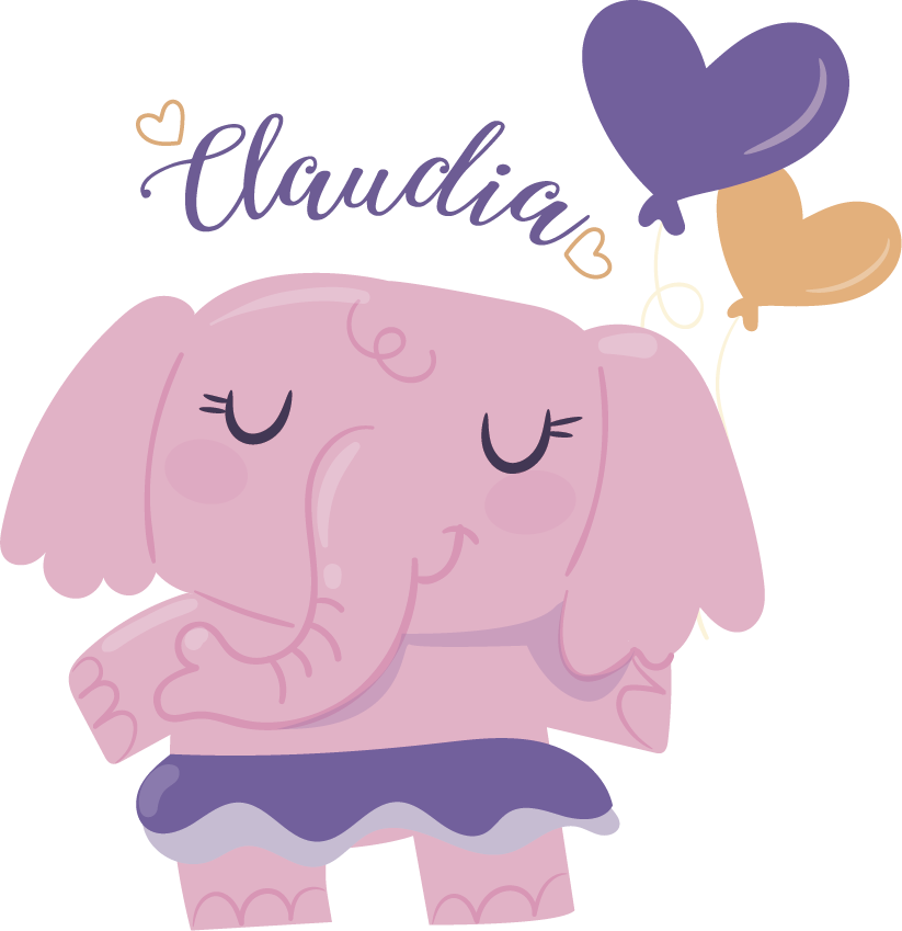 Vinyl teppich kinderzimmer mit namen elefant rosa - TenStickers