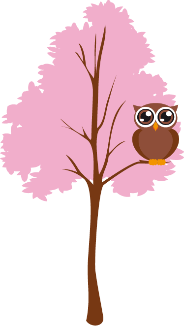 Vinyl teppich kinderzimmer pinker baum mit eule - TenStickers
