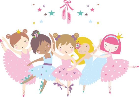 Vinyl teppich kinderzimmer bunte ballettsterne illustration - TenStickers