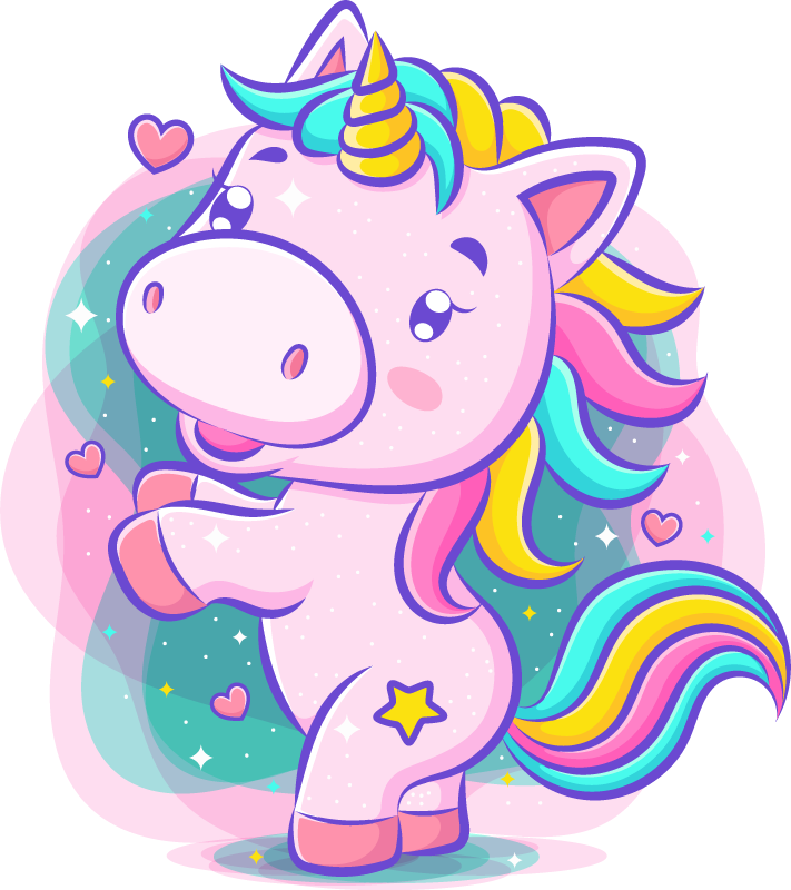 Vinyl teppich kinderzimmer mit buntem einhorn lächelnd - TenStickers