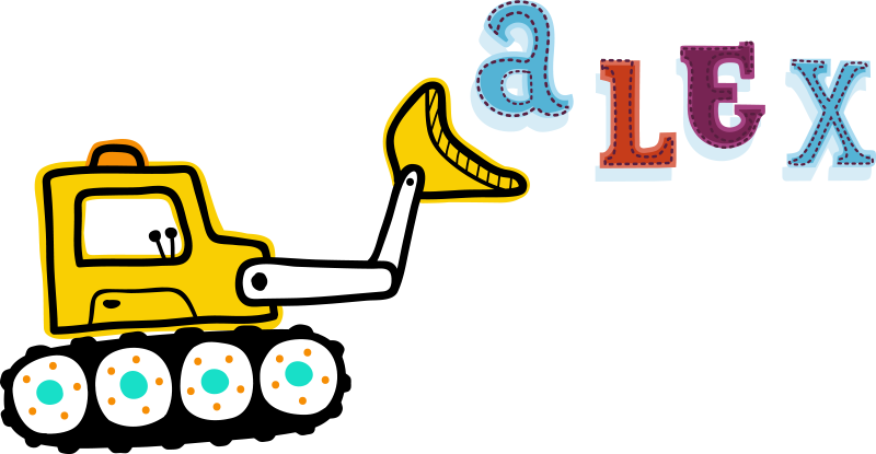 Vinyl teppich kinderzimmer bagger mit name personalisiert - TenStickers